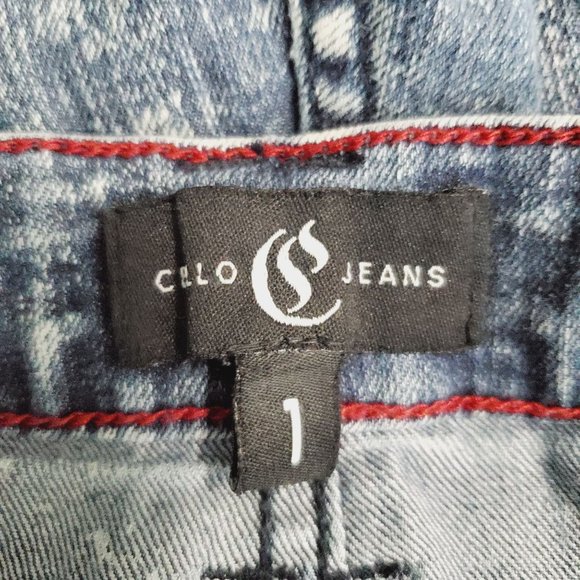 Cello Womens High Waist Acid Wash Skinny Jean w/ 3 Front Button Sz 1 - Picture 10 of 10
